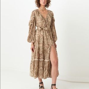 NWT SPELL ADA gown leopard print S